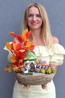 Leddenia, kompozycja / stroik jesienny, wym.40x33cm