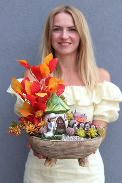 Leddenia, kompozycja / stroik jesienny, wym.40x33cm