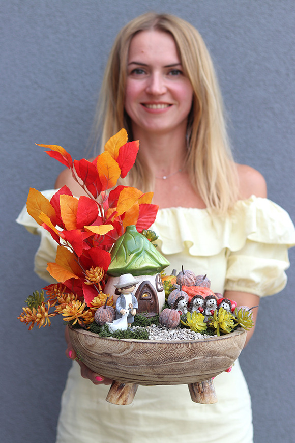 Leddenia, kompozycja / stroik jesienny, wym.40x33cm