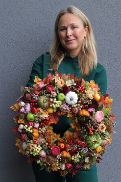 Dyniowe Szaleństwo Herulera, wianek jesienny z owocami, śr.44cm  