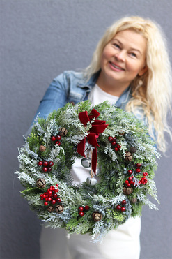 Karminia, świąteczny wianek z owocami, śr.40cm