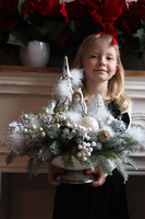 Kraina Mrozu, świąteczny stroik w srebrnej misie