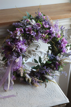 ozdobny wianek fioletowy, Lilac, śr.40cm