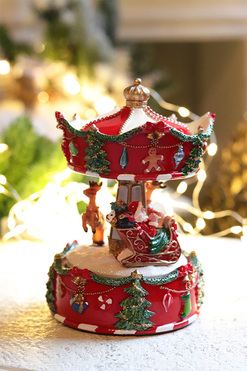 Christmas World, bożonarodzeniowa pozytywka karuzela, wym.17x10cm