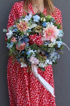 W Zielone Gramy, kwiatowy wianek na drzwi, śr.40cm