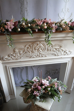 Pudrova Gwiazdka 2, świąteczny stroik ze świecami na tacce, wym.32x44cm 