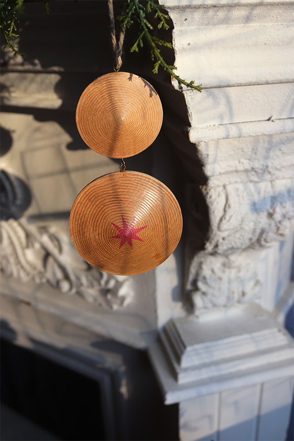 Modern Wood House C, drewniane zawieszki na choinkę ze wzorem