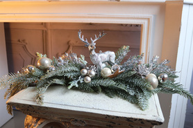 Jeleń na Rykowisku Silver, bożonarodzeniowy stroik girlanda, dł.50cm