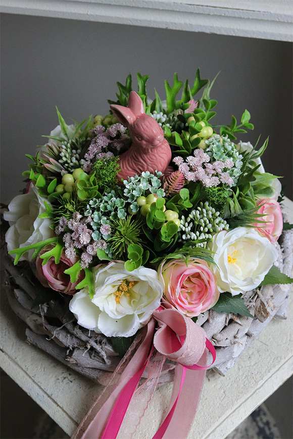 Parisienne, stroik wielkanocny z zajączkiem