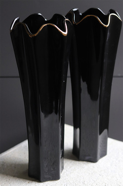 Fleur Noir, ceramiczny smukły wazon, wym.28x10cm