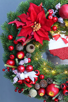 dekoracyjny wianek zimowy z zawieszką, Niech Żyje Polska, śr.46 cm  