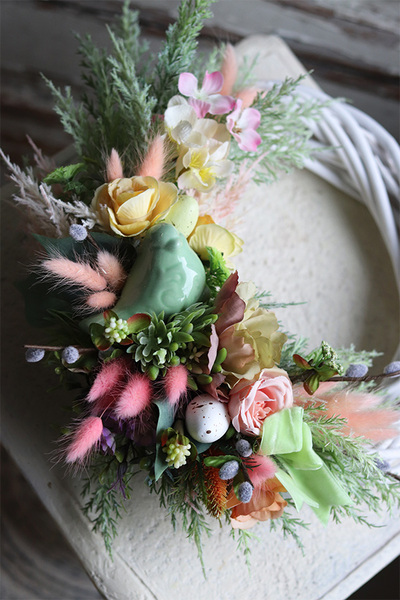 Green Bird, wielkanocny wianek z ptaszkiem, śr.35cm 