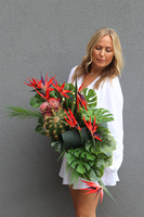 Laos Strelicja Grandena, egzotyczna kompozycja w czarnej donicy