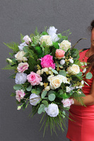 Różowe Motyle Edyty, kompozycja nagrobna w naczyniu, wym.48x90cm