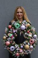 Sweet Candy, pastelowy wianek świąteczny, śr.55cm