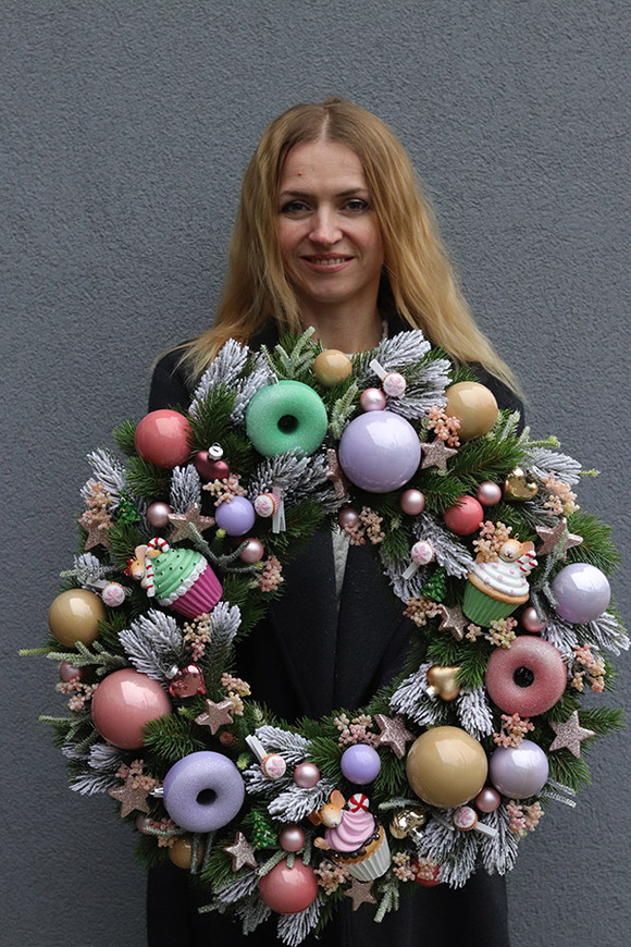 Sweet Candy, pastelowy wianek świąteczny, śr.55cm