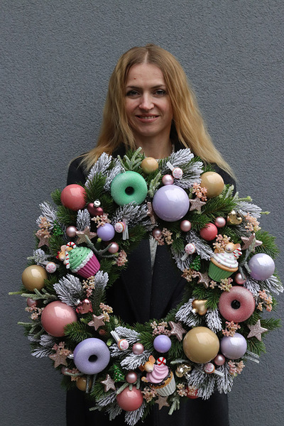 Sweet Candy, pastelowy wianek świąteczny, śr.55cm