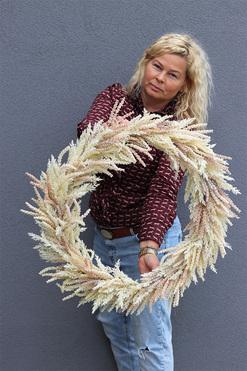 Boho Kłosy, duży wianek ze sztucznego suszu, śr.60cm