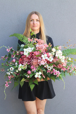 Neore, wiązanka nagrobna na plastrze drewna, dł.66cm