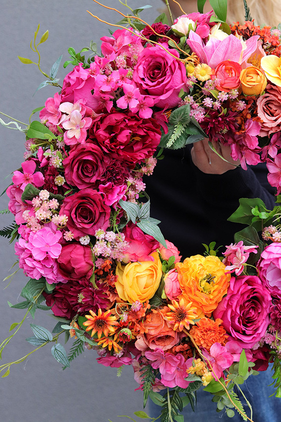 Kolorovy, kolorowy wianek na drzwi, śr.45cm