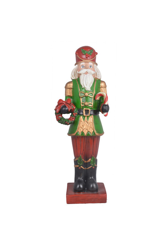 Nutcracker, figurka dziadek do orzechów z wiankiem, zielony, wys.47cm