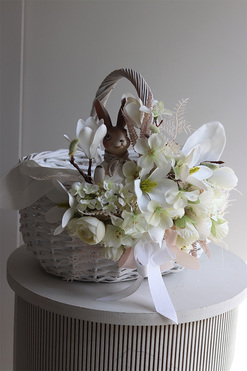 Bunny Magnolie, dekorowany koszyczek wielkanocny, wys.32cm