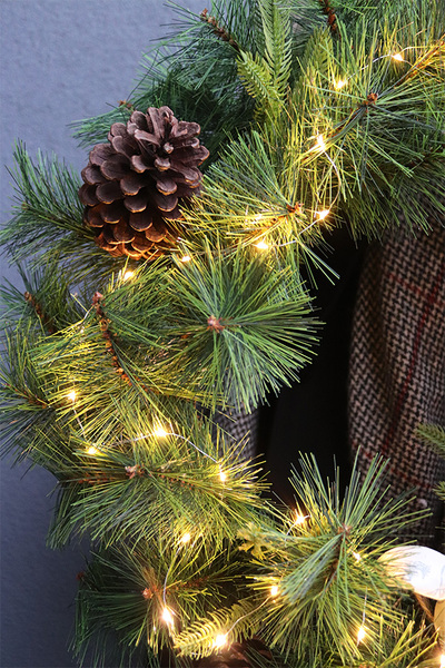 Simple Christmas, komplet dekoracji świątecznych, wianek + girlanda