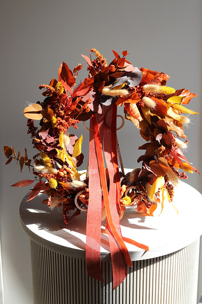 Boho Energy, dekoracyjny wianek ze stabilizowanych roślin, śr.30cm