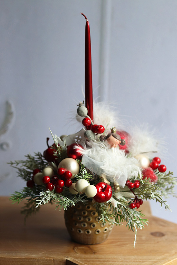 Krystana, świąteczny stroik ze świecą