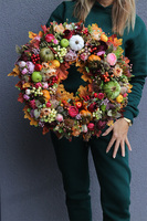 Dyniowe Szaleństwo Herulera, wianek jesienny z owocami