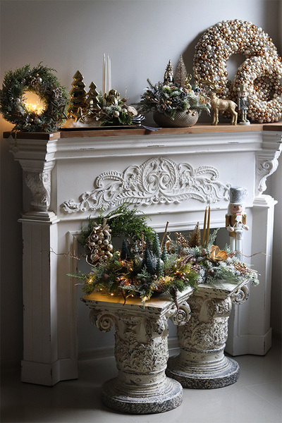 Złota Mleczna Droga, świąteczny asymetryczny wianek