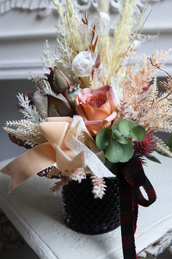 Berrania, kompozycja w stylu boho w szklanym naczyniu, wym.32x20cm