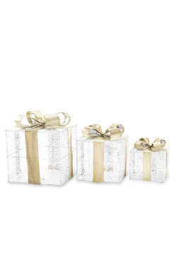 Christmas Gift E, świąteczne prezenty dekoracja LED, kpl.3szt