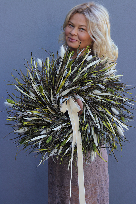 Jesienne Zorze, dekoracyjny wianek z suszonych i stabilizowanych roślin, śr.50cm