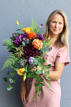 Hediana, jesienny bukiet nagrobny we wkładzie, dł.58cm 