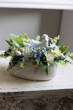 bajkowy stroik wielkanocny, Baranek 2, wym.17x32cm  