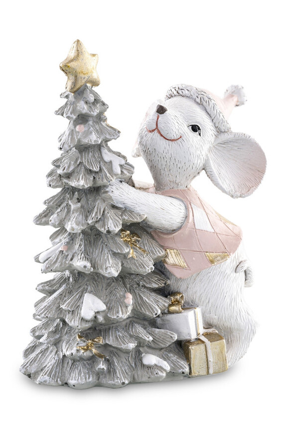 Mysie Święta, figurka świąteczna myszka z choinką