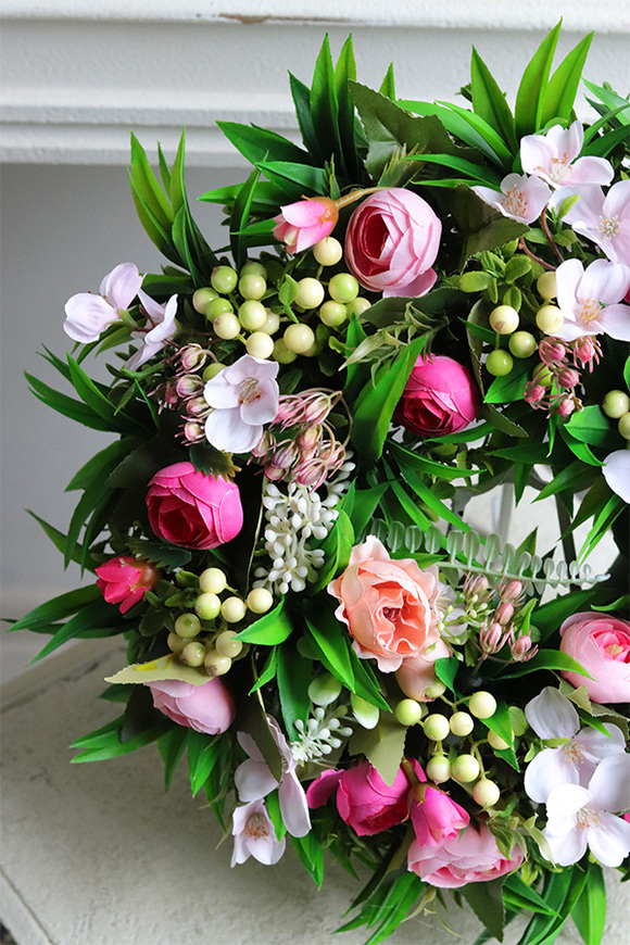 Deronata, różowy wianek dekoracyjny