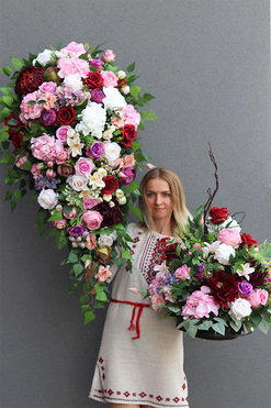 Felinata, komplet dekoracji nagrobnych, wiązanka +kompozycja w misie 