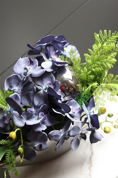 dekoracyjna dekoracja ze storczykiem, Dekoria Granat&Silver