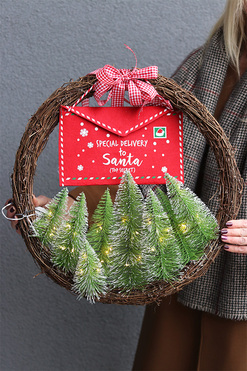 Letter LED, świąteczny wianek na drzwi, śr.49cm