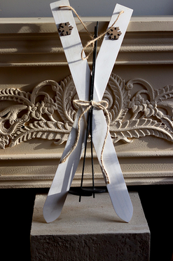 OD RĘKI Narty Białe, dekoracja świąteczna, dł.55cm 