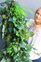 Sicilia Green, bogata girlanda ze sztucznych roślin, dł.150cm 