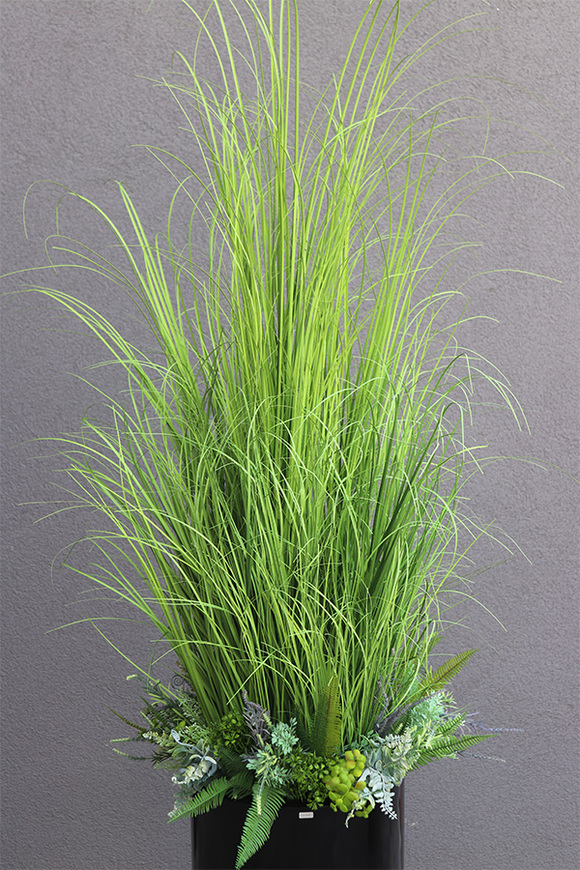 Fiberglass Grande Tenomo 2, trawy i sukulenty w donicy fiberglass,wys.160cm