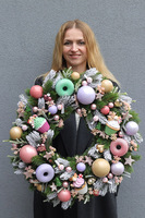 Sweet Candy, pastelowy wianek świąteczny, śr.55cm