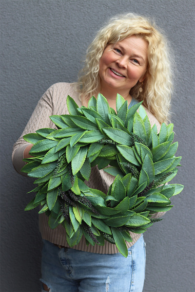 Wrzosowisko Green, dekoracyjny wianek z liści i traw