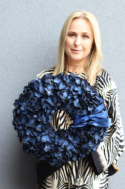 Granatowa Hortensja, ciemny wianek z hortensji, śr.40cm