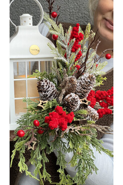 Angelo Kolumbarium Red Xmas, lampion nagrobny LED, wys.33cm