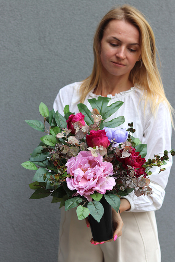 Pudressa, fioletowa wiązanka nagrobna, dł.75cm