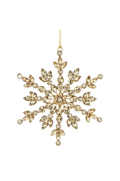 OD RĘKI Snowflakes Gold C, kryształowe zawieszki świąteczne, wym.16x14cm, kpl.12szt 